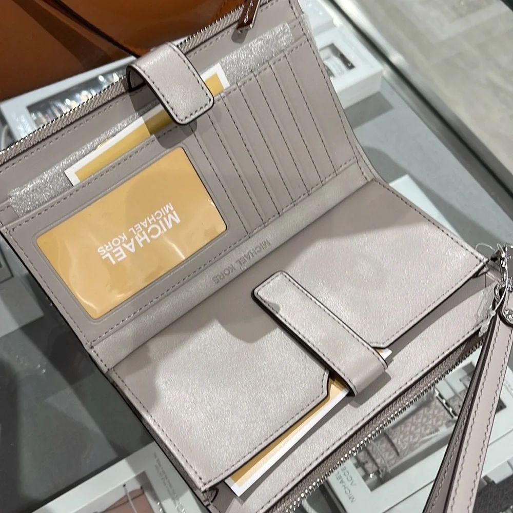 MICHAEL KORS LARGE DOUBLE ZIP WRISTLET PHONEHOLDER WALLET CLUTCH 
BRIGHT WHITE - Picture 5 of 16